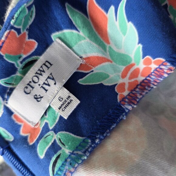 Crown & Ivy Womens US 6 Sleeveless Crochet Pineapple Tropical Sheath Shift Dress - Picture 2 of 6